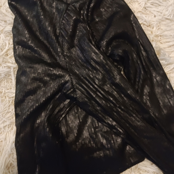 NWT Cache Black Sequin Open Front Sweater Cardigan Bolero SZ M NWT - Picture 4 of 5